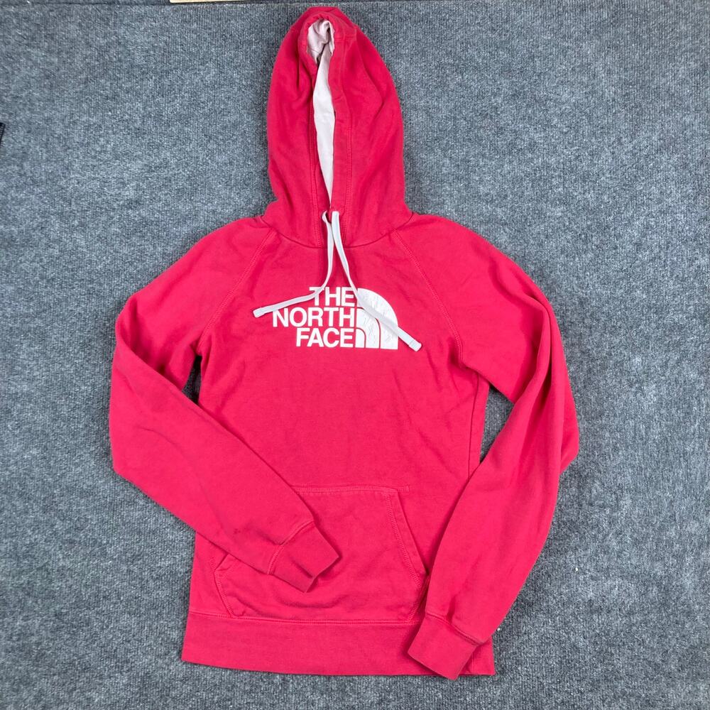 The North Face Hoodie Womens Size S Pink Logo Pullover Fleece